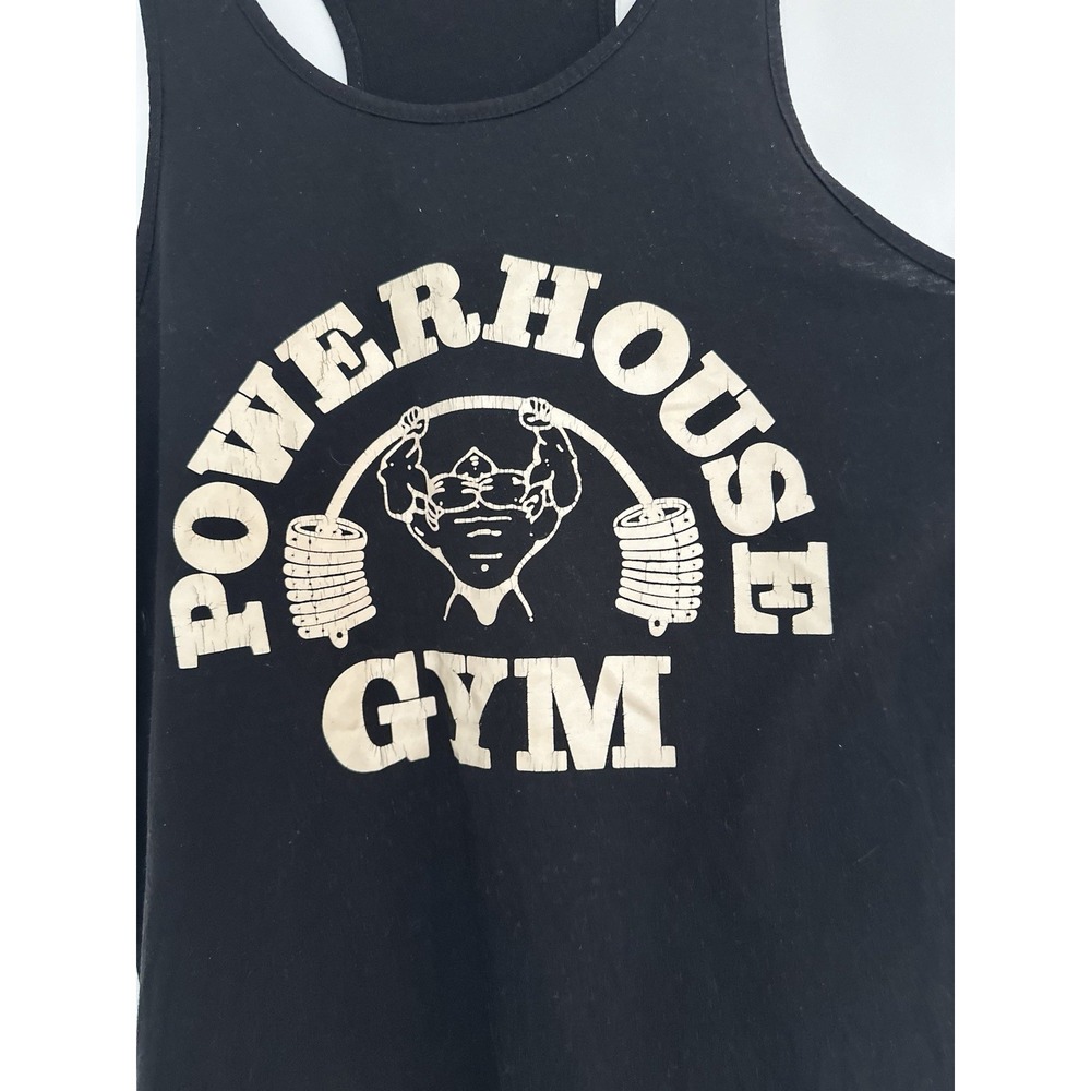 Vintage 70s/80s Sz:L Powerhouse Gym Bodybuilding Racerback Graphic Tank Top